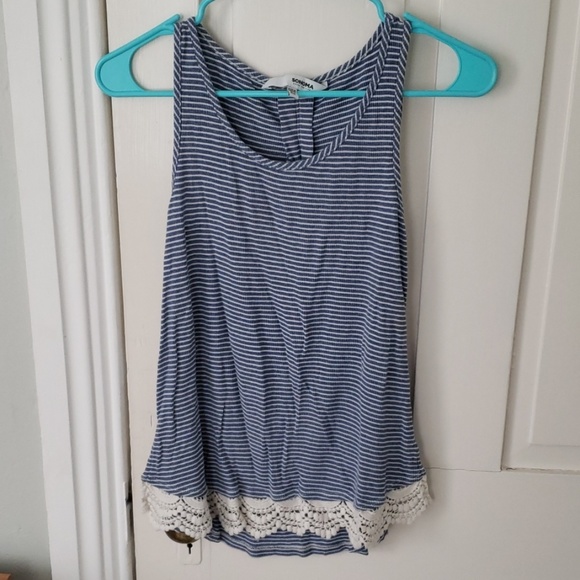 Sonoma Tops - Sonoma striped tank top with lace detail